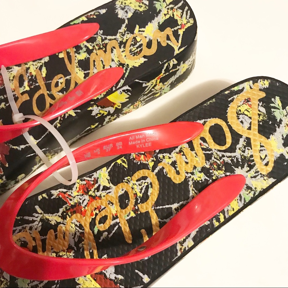 New Sam Edelman Pattern Platform Flip Flop - Picture 2 of 4
